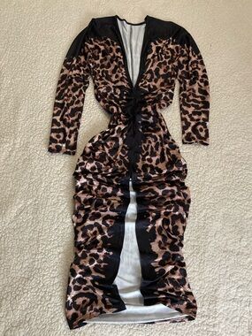 Cheetah Print Body-con  Maxi Dress